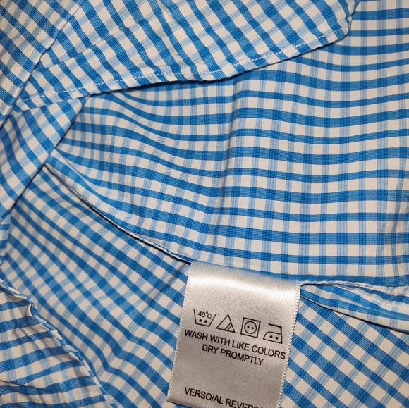 Ben Sherman Long Sleeve Button Down Checkered Haint Blue Shirt - Picture 6 of 9